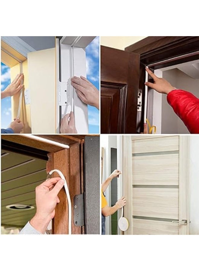 5-meter self-adhesive rubber tape used as a sealing barrier under doors and windows. Foam tape for sealing gaps and blocking wind (white). - Image 4